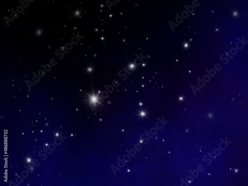Starry night sky,Stars, many stars in the sky.  Graphics created on the tablet are used for illustrations and backgrounds. © Thida