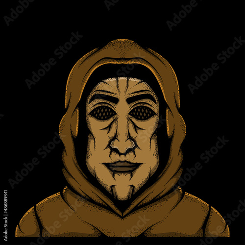 mask man wearing jacket in illustration