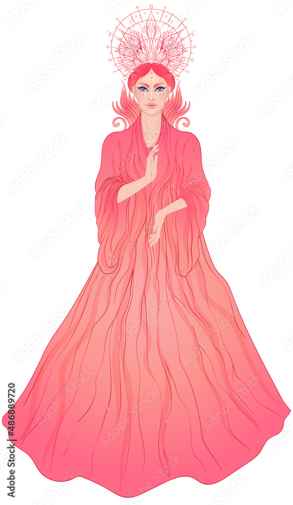 Lady of Sorrow. Devotion to the Immaculate Heart of Blessed Virgin Mary, Queen of Heaven. Vector illustration over halo or ornate mandala isolated. Hand-drawn, religion, spirituality, occultism. Lady of Sorrow. Devotion to the Immaculate Heart of Blessed Virgin Mary, Queen of Heaven. Vector illustration over halo or ornate mandala isolated. Hand-drawn, religion, spirituality, occultism.