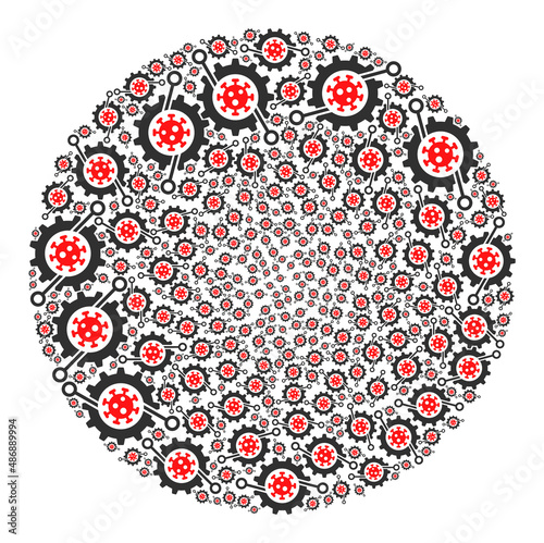 Nanobot items are grouped into sphere collection. Nanobot icon round collage. Abstract spheric cluster collage designed from nanobot items.