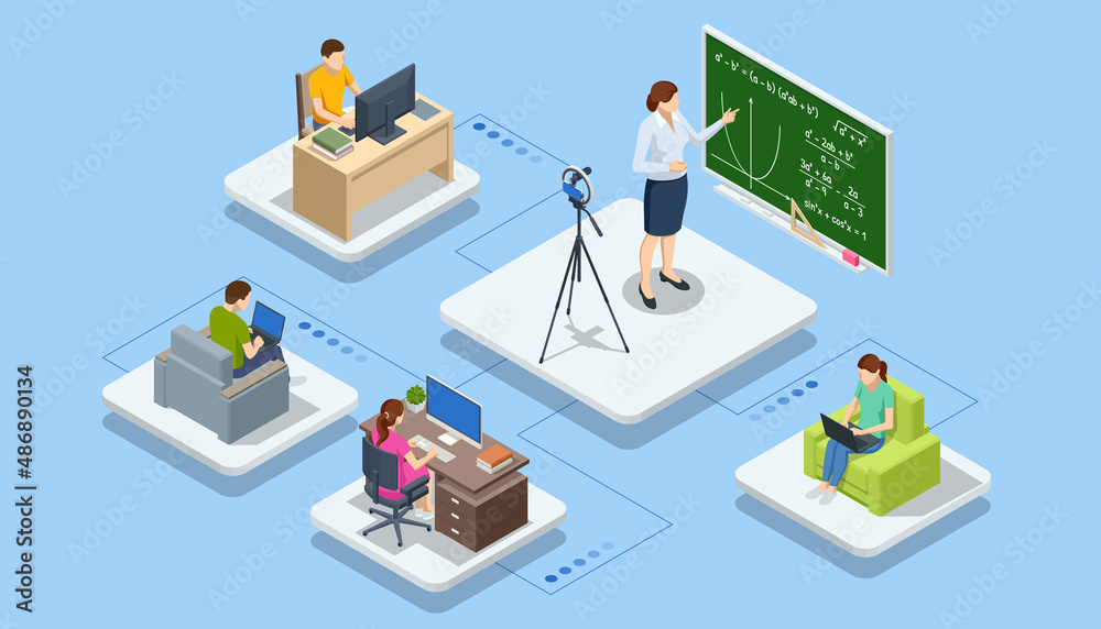 Isometric E-learning and Online Education for Student and University ...