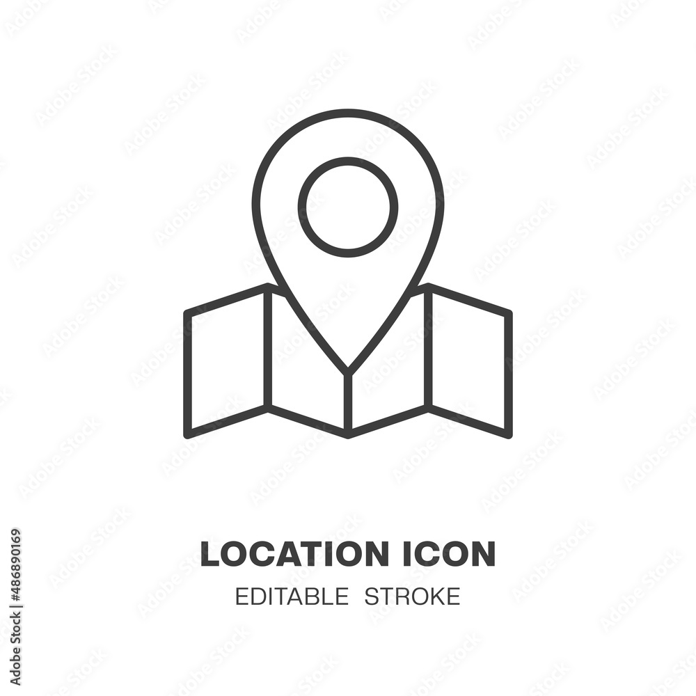 Map with location icon, Navigation icon line art design, Vector illustration Editable stroke Map with location icon, Navigation icon line art design, Vector illustration Editable stroke