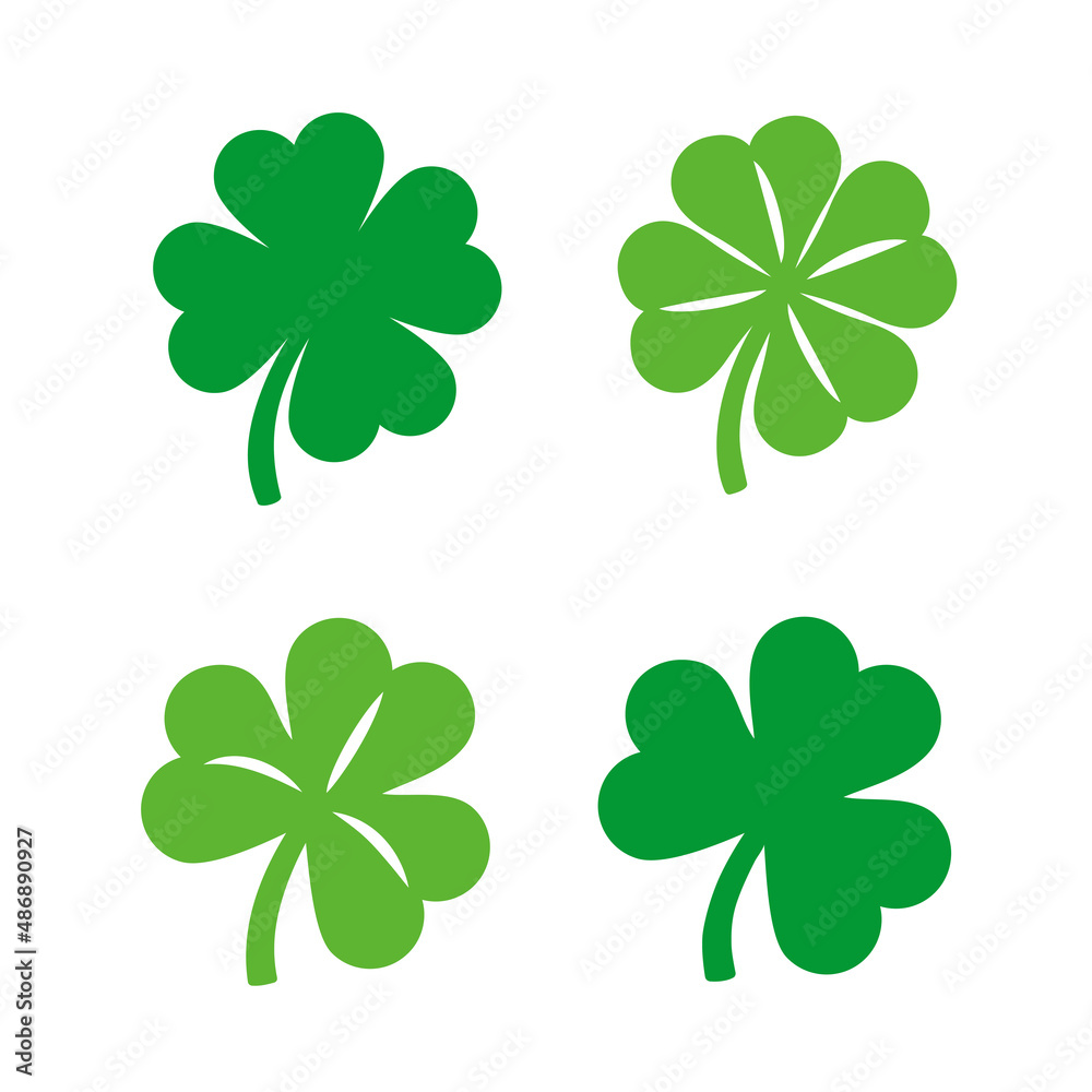 Shamrock icons, Four leaf clover icons, Clover symbol of St. Patrick's Day, Lucky clover Vector illustration Shamrock icons, Four leaf clover icons, Clover symbol of St. Patrick's Day, Lucky clover Vector illustration
