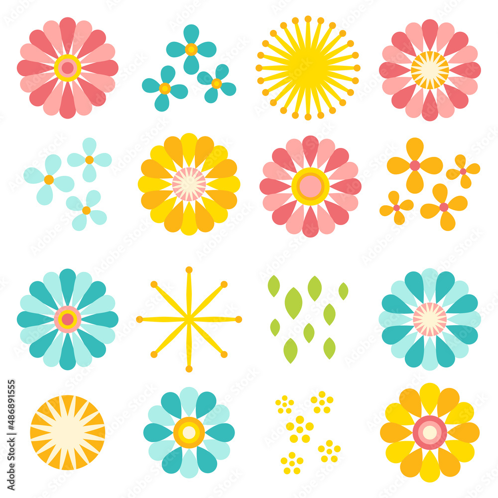 Set of flat design flowers. Variations of flowers Vector Illustration Set of flat design flowers. Variations of flowers Vector Illustration