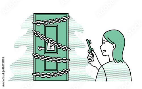 カリギュラ効果　鍵のかかったドアを開けるイラスト