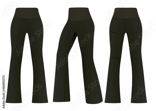 Black flared loose pants. vector