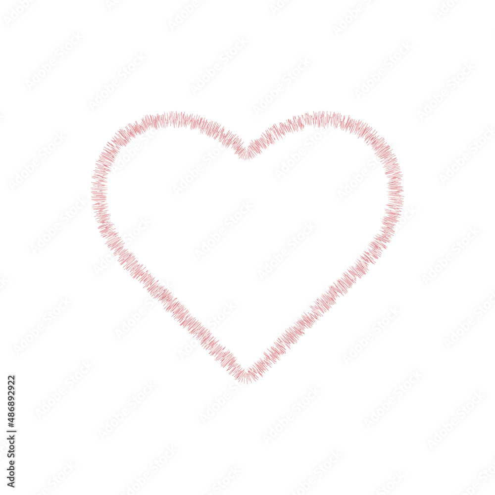 The heart outline icon is red on a white background. The heart outline icon is red on a white background.