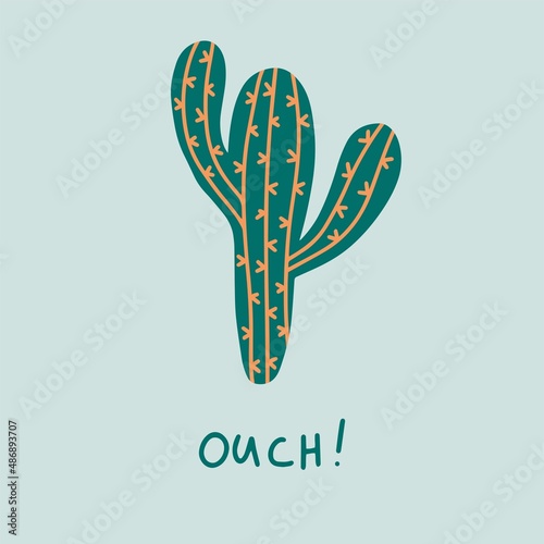 Cactus in cute style with lettering. Perfect for typography poster, card, label, brochure, flyer, page