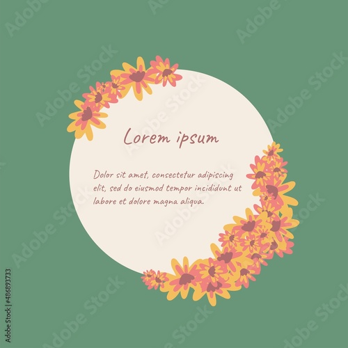 Vector invitation card template with abstract original flowers elements. Retro wedding collection