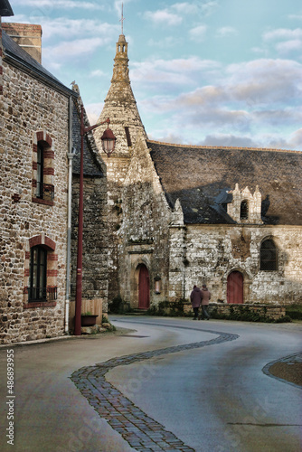 guerno,le guerno, village, pierres, vieilles, morbihan, architecture, attraction, bretagne, bâtiment, charmant, europe, européen, extérieur, france, français, hortensia, maison,église photo