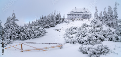 Fototapeta Naklejka Na Ścianę i Meble -  Panoramic view of the top of Szrenica Mountains - Szklarska Poreba - Giant Mountains, Poland