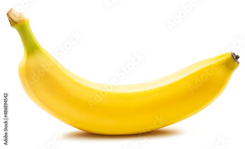 Perfect ripe yellow banana isolated on white background.