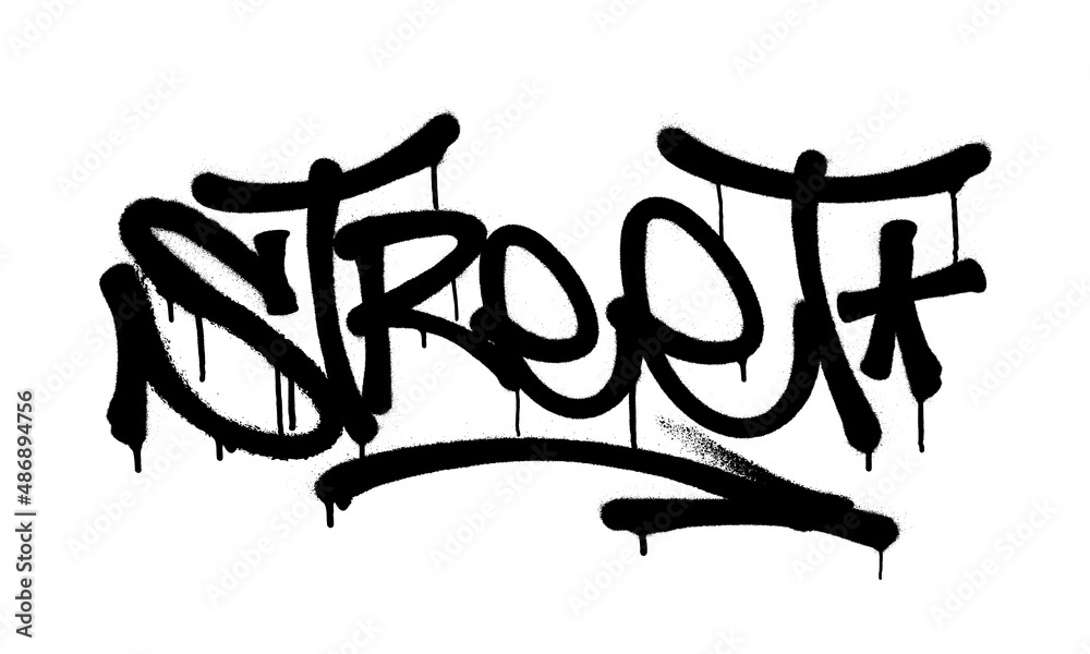 Sprayed street font graffiti with overspray in black over white. Vector illustration. Sprayed street font graffiti with overspray in black over white. Vector illustration.