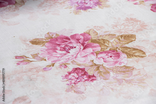 textured watercolor rose tablecloth in a beautiful restaurant
