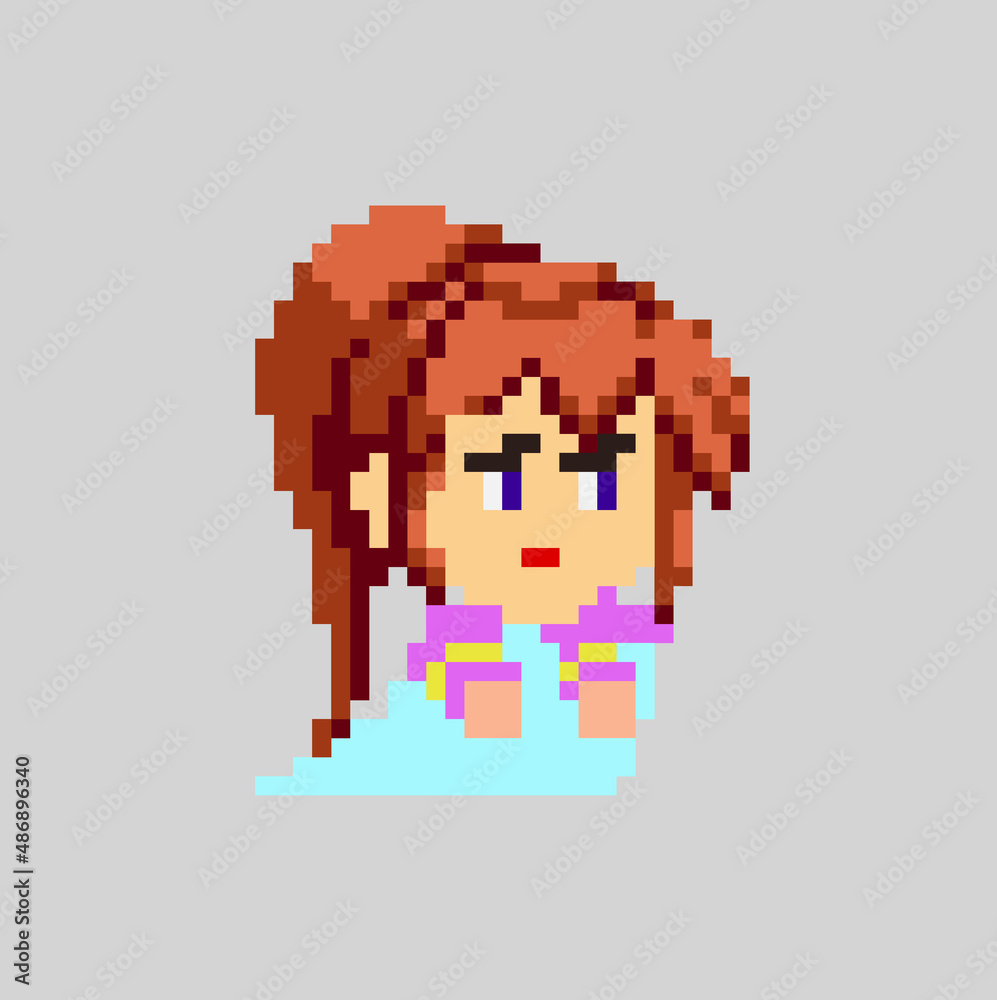 Fototapeta premium Woman pixel character in art style