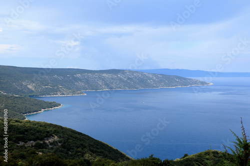 lovely view on the way to ancient hill town Lubenice, island Cres, Croatia