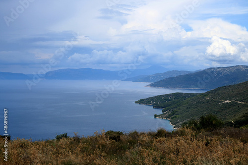landscape on the way to ancient hill town Lubenice, island Cres, Croatia