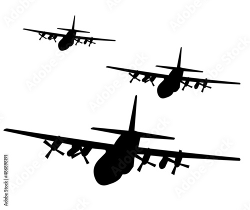 war planes silhoutte flying formation vector design