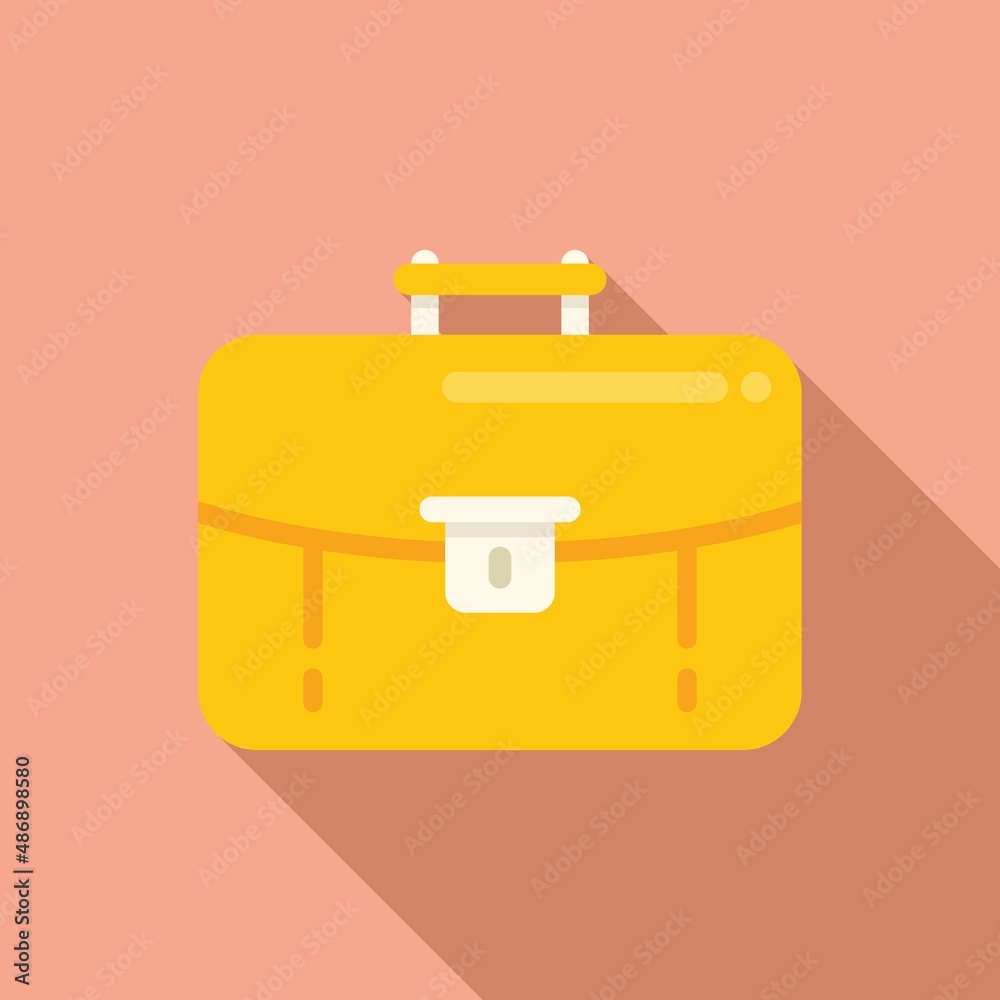 Office briefcase icon flat vector. Work bag Office briefcase icon flat vector. Work bag