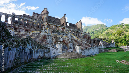 Sans Souci Palace, in Haiti, island, Caribbean, America. It was a royal residence in the early 1800's, now an UNESCO World Heritage Site.  photo