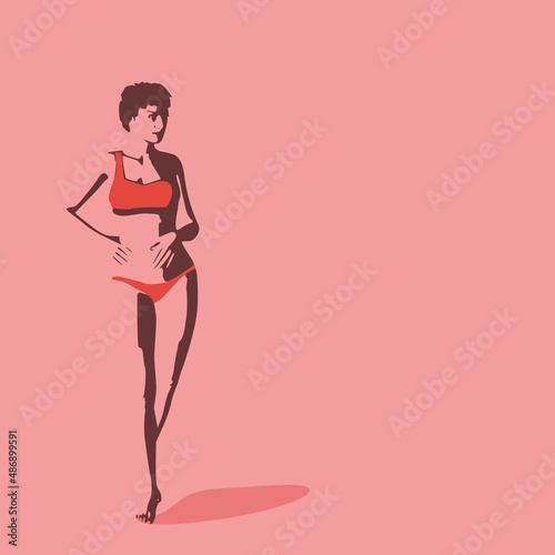 Front view human body silhouette of an adult female wearing lingerie