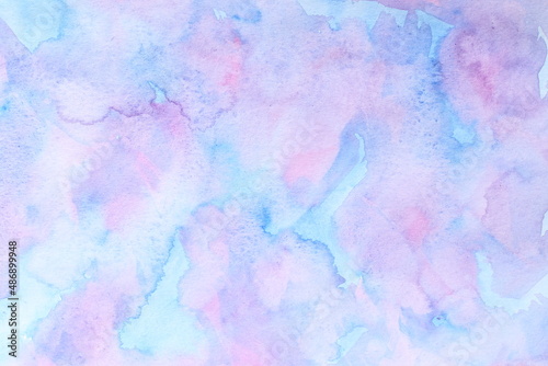 Abstract watercolor painting in pink blue pastel colors