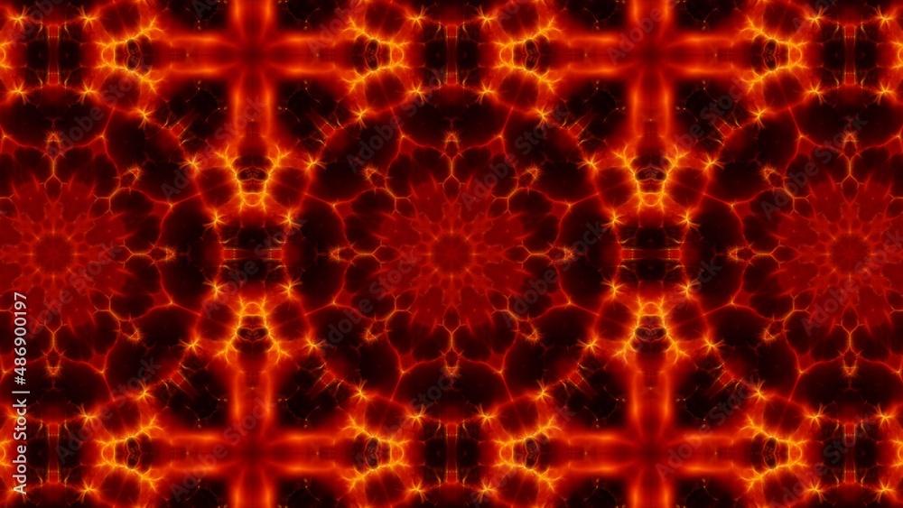 Seamless Geometric Burning Energy Flower Shape Tile Pattern Art Background