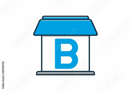 Blue B letter on house icon illustration