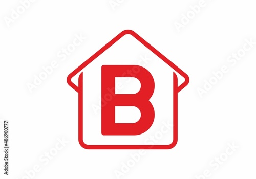 Red B letter in red house icon