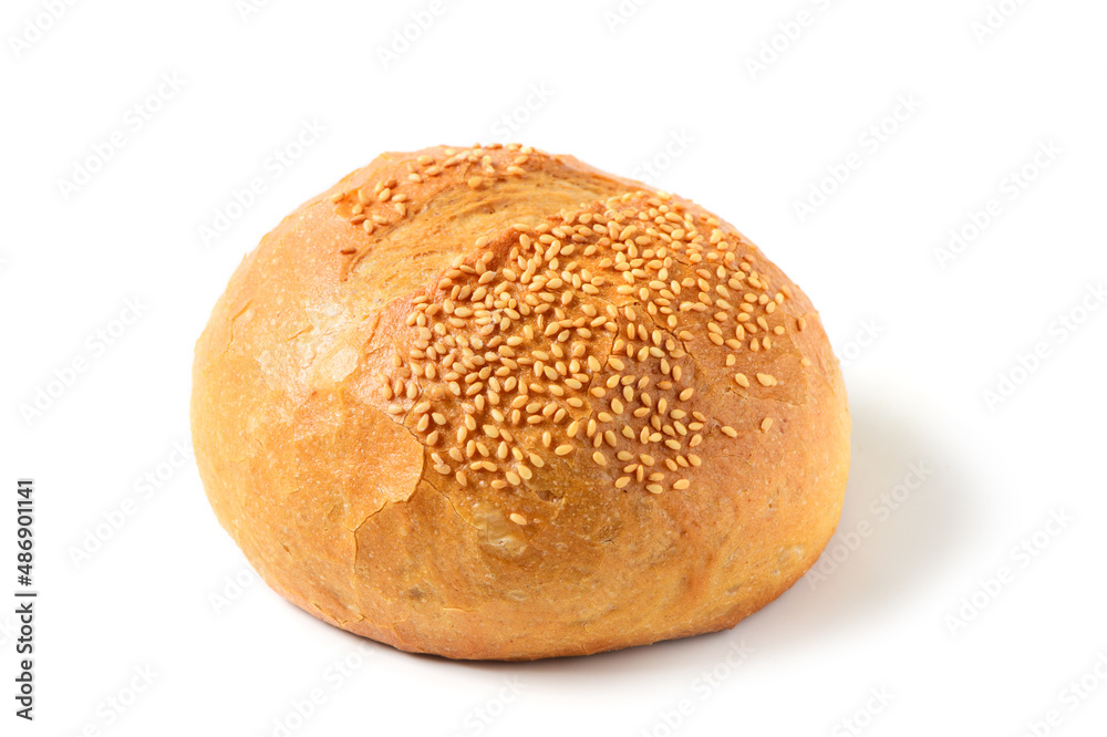 Sourdough Bread with Sesame on top isolated on white background,