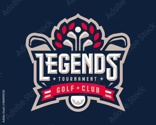 Golf logo design, emblem tournament template editable for your design. photo