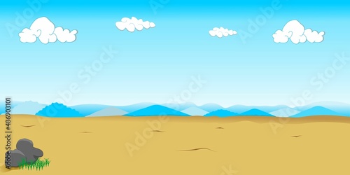 Vector desert and beautiful mountains. vector desert background