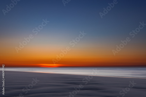 Abstract view of the sunset at the beach on Juist  East Frisian Islands  Germany.