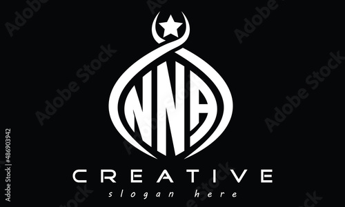 NNA three letters monogram curved oval initial logo design, geometric minimalist creative logo, vector template photo