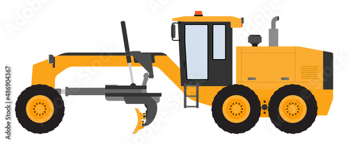 Color image of a motor grader on a white background. photo