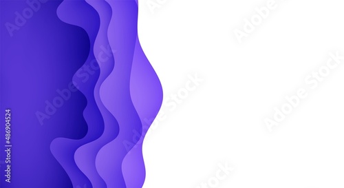 Fototapeta Naklejka Na Ścianę i Meble -  Abstract background in paper cut style. 3d white and purple colors waves with smooth shadow. Vector illustration with layered curved line shape. Rectangular composition of liquid layers in papercut.