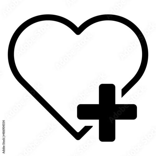 Heart Plus Flat Icon Isolated On White Background