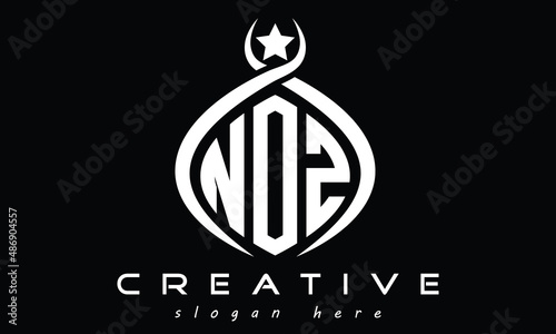 NOZ three letters monogram curved oval initial logo design, geometric minimalist creative logo, vector template