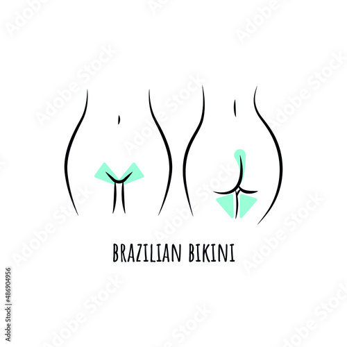 Hair removal bikini area line art. Brazilian bikini scheme. Vector