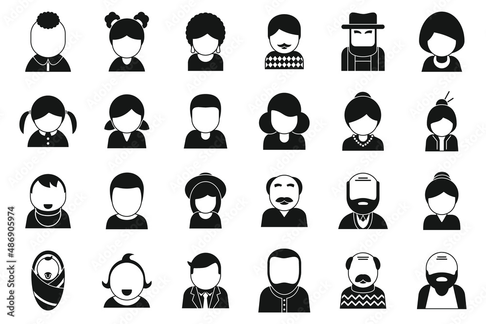 Obraz premium Generation icons set simple vector. Family people