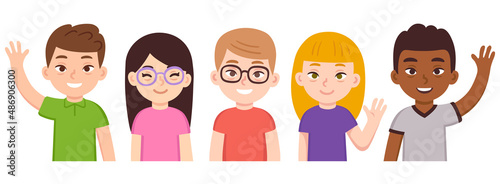 Cute cartoon Down syndrome children