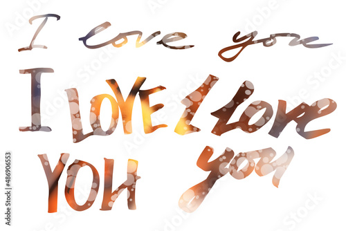 I love you beautyful lettering. Calligraphy text. Set of love phrases