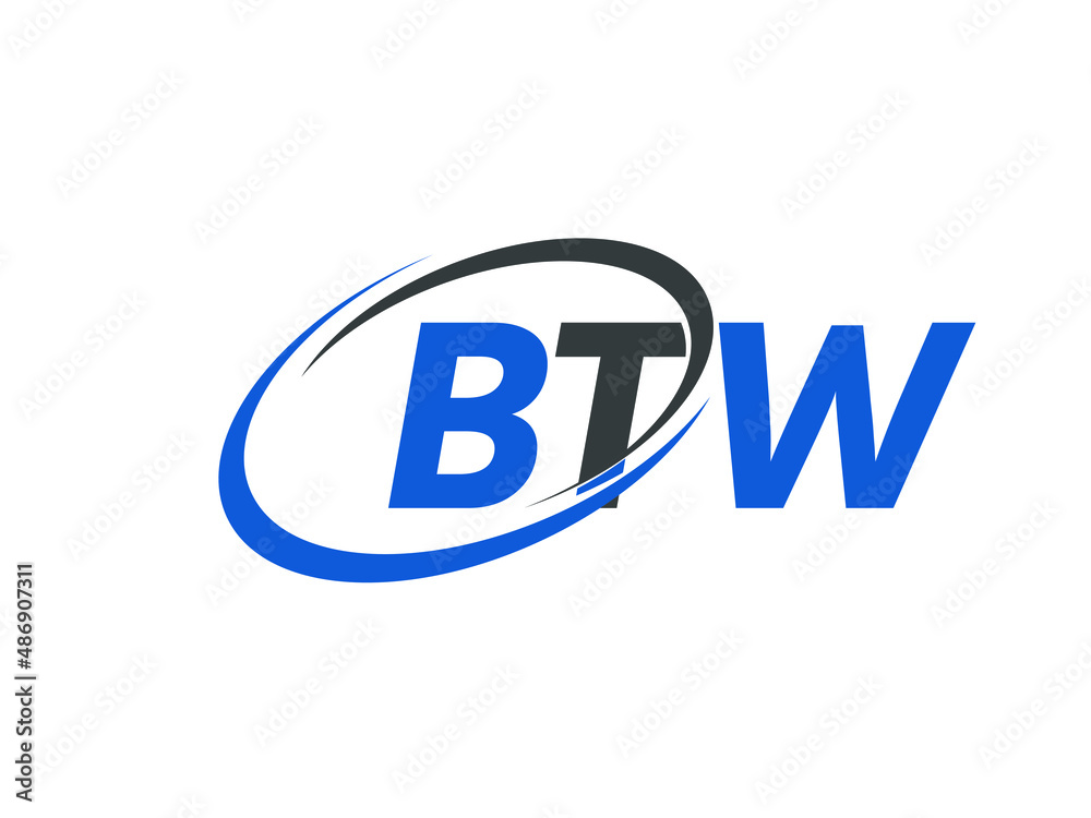 BTW letter creative modern elegant swoosh logo design BTW letter creative modern elegant swoosh logo design