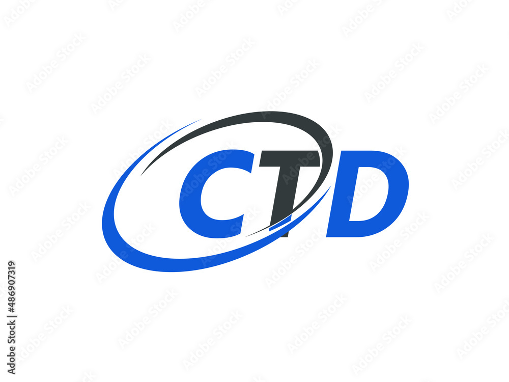CTD letter creative modern elegant swoosh logo design