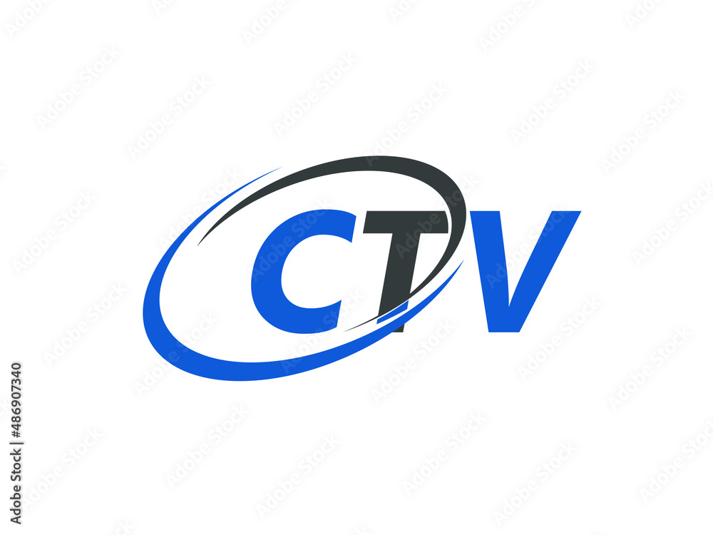 CTV letter creative modern elegant swoosh logo design