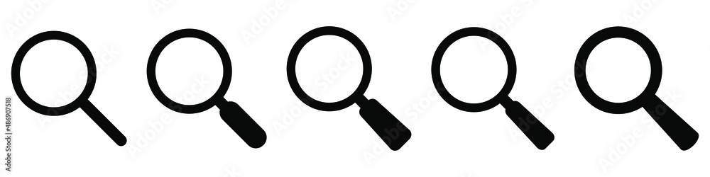 Search icon. Magnifying glass icon, vector magnifier or loupe sign. Search icon. Magnifying glass icon, vector magnifier or loupe sign.