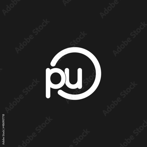 Initials PU logo monogram with simple circles lines