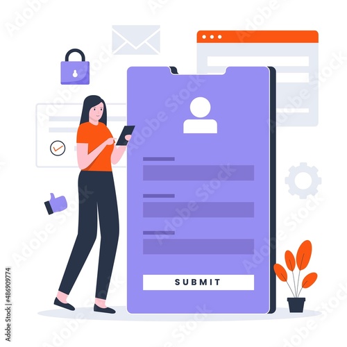 Online registration illustration design concept. Illustration for websites, landing pages, mobile applications, posters and banners.