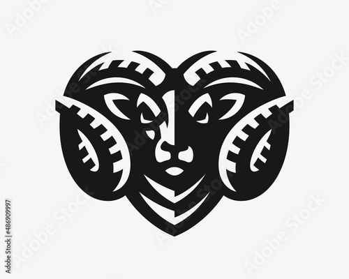 Ram modern mascot logo. Aries emblem design editable for your business. Vector illustration.
