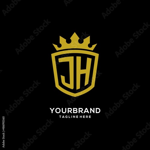 Initial JH logo shield crown style, luxury elegant monogram logo design photo